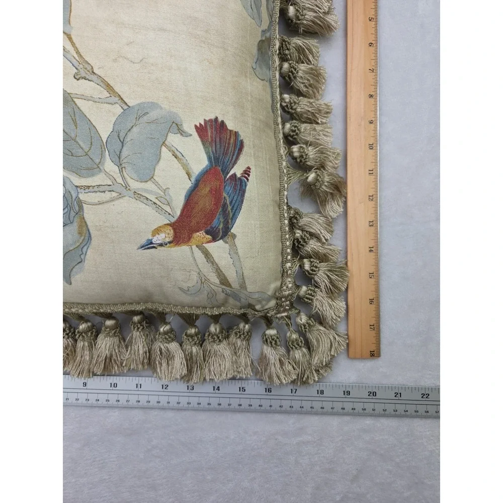 Windsong Heritage House Bird Leaf‎ Pillow Tassel Fringe 17